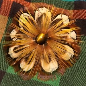 Golden Pheasant Feathers Tigers Eye Pin